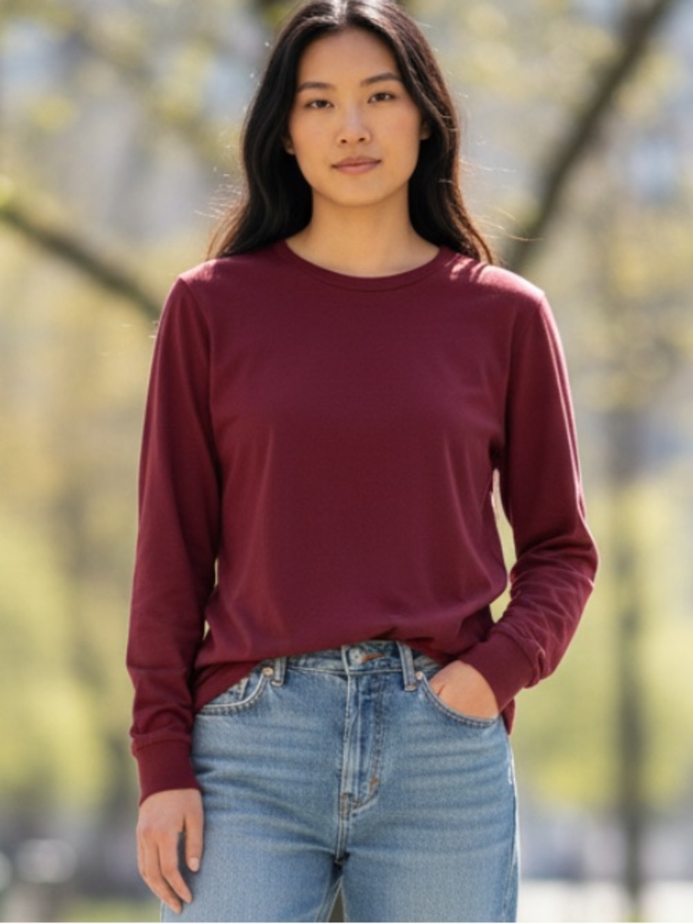 J. Crew Long Sleeve Tee in Burgundy
